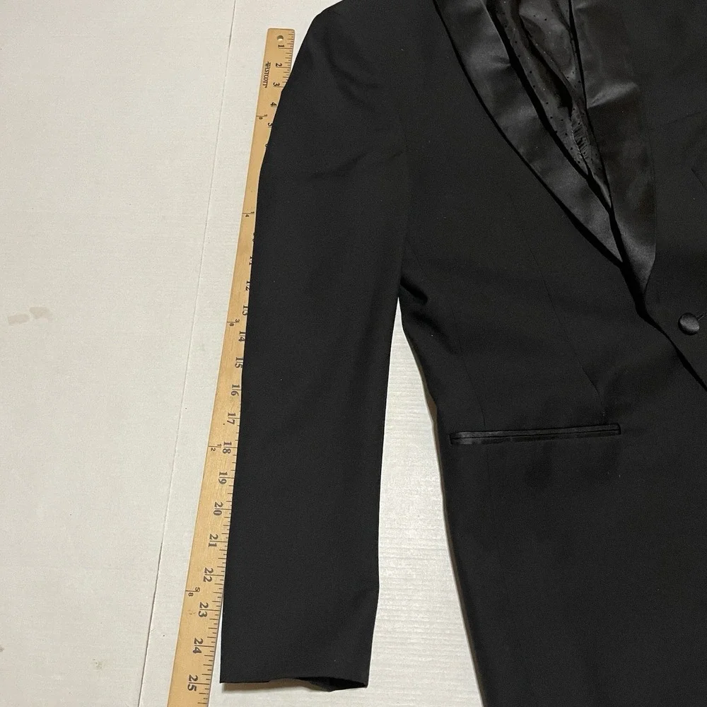 FERRECCI Black Slim Fit Tuxedo Jacket 36R Shawl Lapel 1 Button Formal Blazer